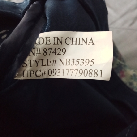 Women's Blue Satchel Crossbody Utility Bag with Blue & Pink Floral Design Lining - Picture 12 of 13